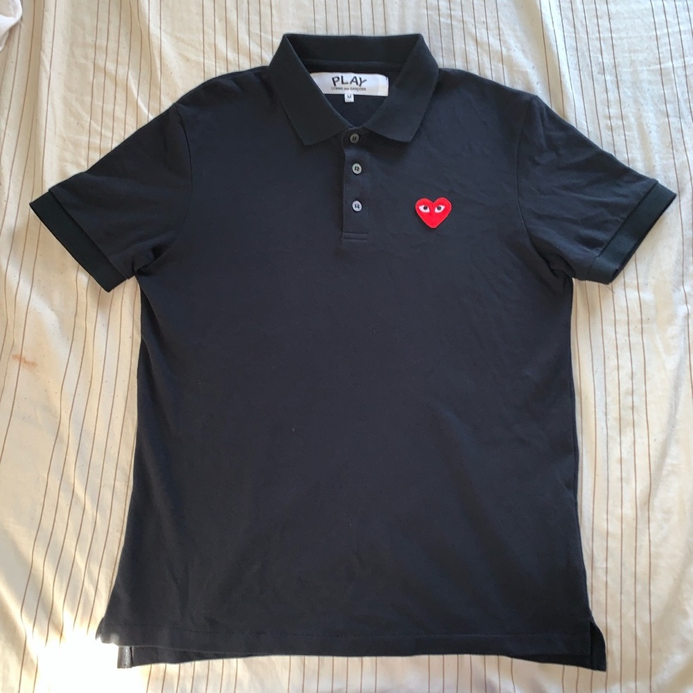 Comme des Garçons CDG Black polo with red heart